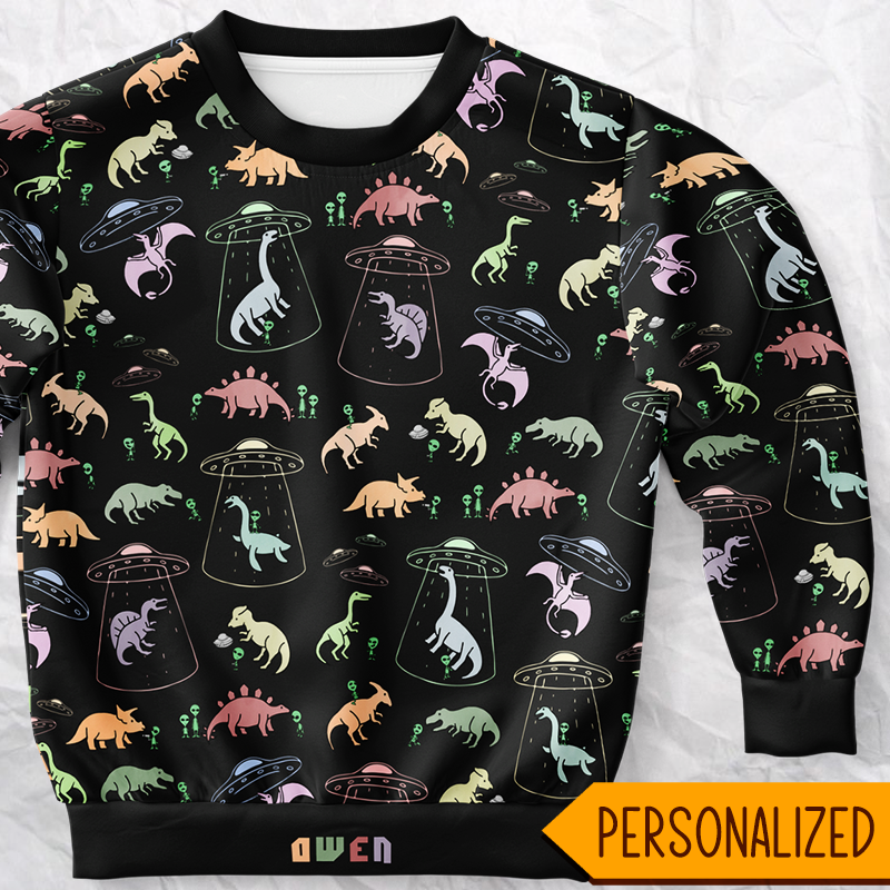 Top-selling Item] Cute Embroidered Dino Family Crewneck Sweatshirt,Adult  dinosaur shirt,Dino gift