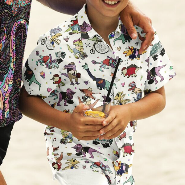 Personalized Dino Swag Youth Button-Up Shirt